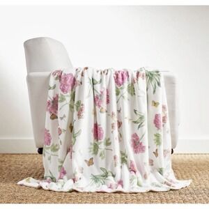 New! Lenox Butterfly Meadow Bloom Pink Throw Blanket